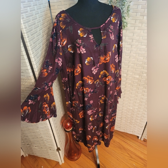 💥Terra and Sky 1X plum floral dress - Picture 1 of 3